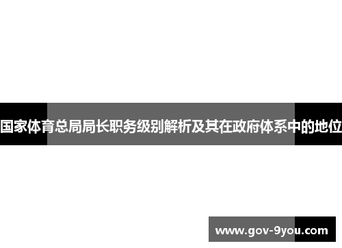 国家体育总局局长职务级别解析及其在政府体系中的地位